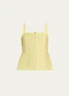 Alexis Irving Cinched Square-neck Geo Top In Light Green