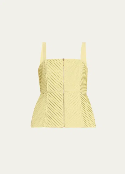 Alexis Irving Cinched Square-neck Geo Top In Light Green