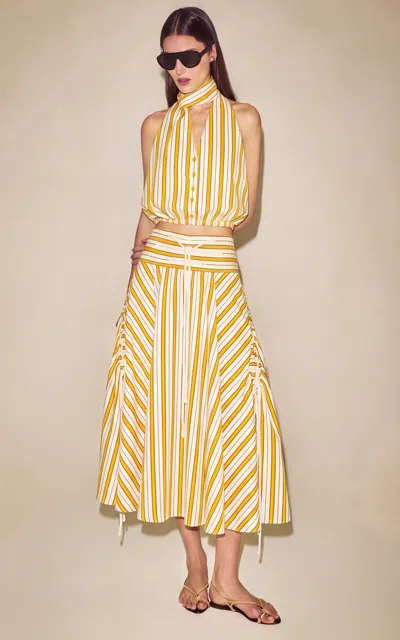 Alexis Ivara Cotton Midi Skirt In Yellow