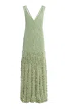 Alexis Jeysa Ruffled-fringe Lace Maxi Dress In Green