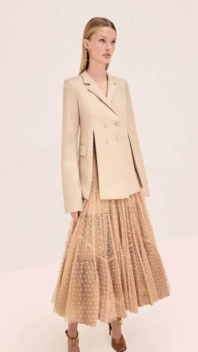 Alexis Joaquin Double Breasted Blazer Jacket In Beige In Neutral