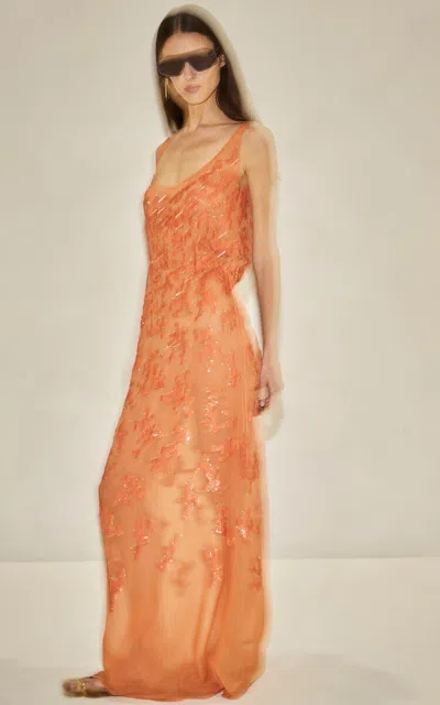 Alexis Julieta Sequined Applique Maxi Dress In Orange