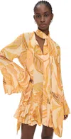 Alexis Kazan Printed Scarf Shirtdress In Amber Lily
