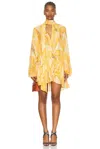Alexis Kazan Printed Scarf Shirtdress In Amber Lily