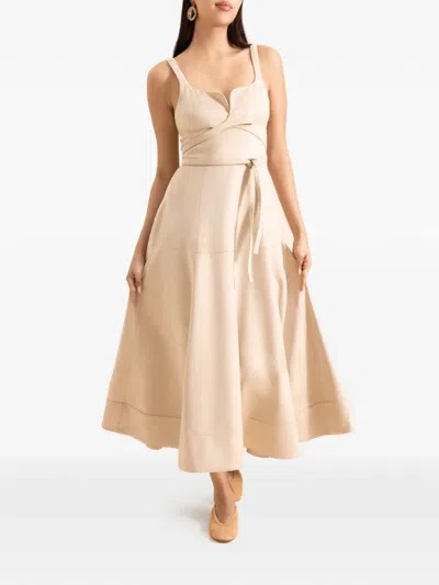 Alexis Kendra Tie-waist Midi Dress In Neutral
