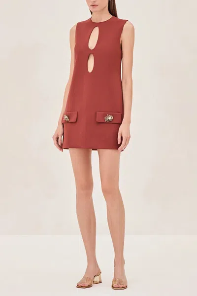 Alexis Krystle Beaded Wire Pearl Short Dress In Maroon