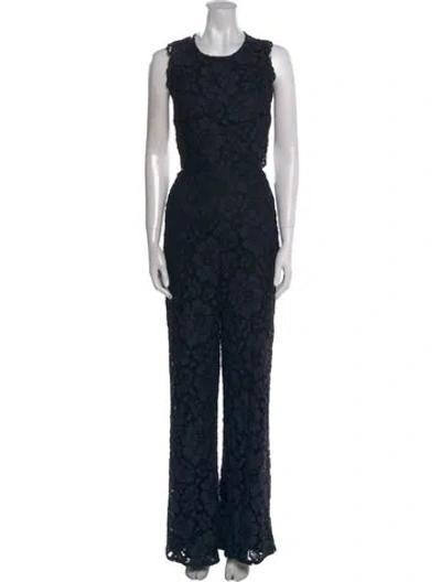 Pre-owned Alexis Lace Crew Neck Jumpsuit In Multi