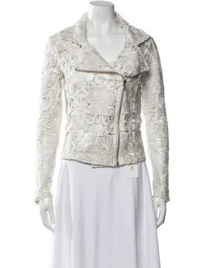Pre-owned Alexis Lace Lace Pattern Biker Jacket In Neutrals