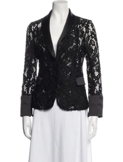 Pre-owned Alexis Lace Lace Pattern Blazer In Black