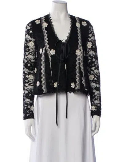 Pre-owned Alexis Lace Lace Pattern Blouse In Black