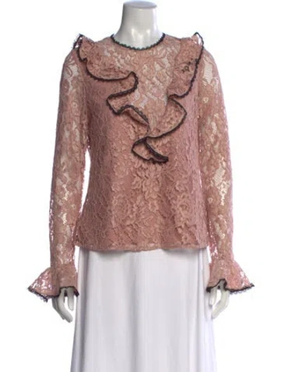 Pre-owned Alexis Lace Lace Pattern Blouse In Black/pink