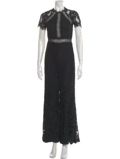 Pre-owned Alexis Lace Lace Pattern Jumpsuit In Black