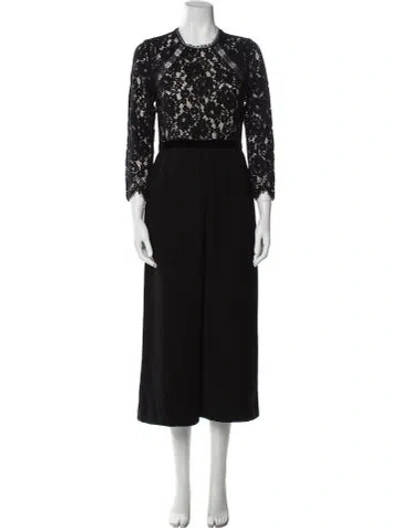 Pre-owned Alexis Lace Lace Pattern Jumpsuit In Black