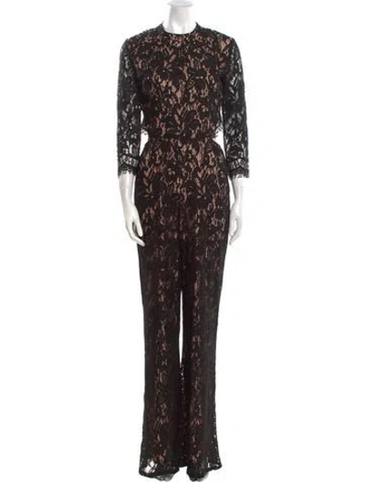 Pre-owned Alexis Lace Lace Pattern Jumpsuit In Black