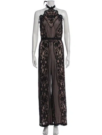 Pre-owned Alexis Lace Lace Pattern Jumpsuit In Black