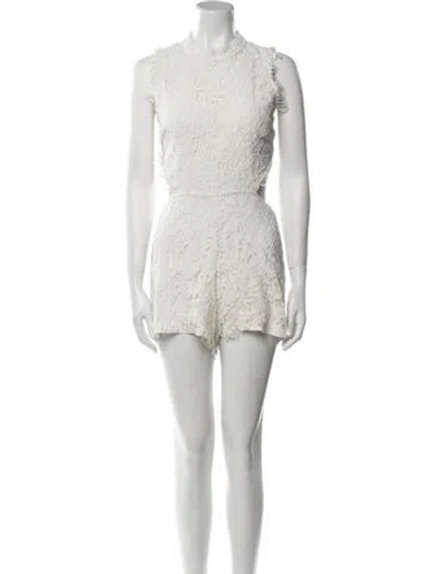 Pre-owned Alexis Lace Lace Pattern Romper In Neutral