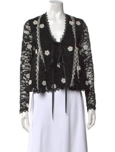 Pre-owned Alexis Lace Lace Pattern Top In Black