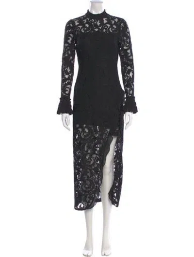 Pre-owned Alexis Lace Long Dress In Black