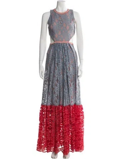 Pre-owned Alexis Lace Long Dress In Blue