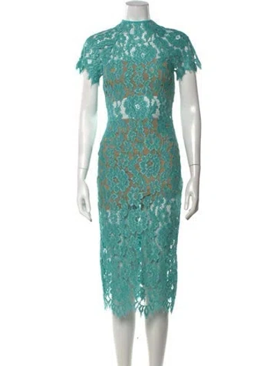 Pre-owned Alexis Lace Midi Length Dress In Blue