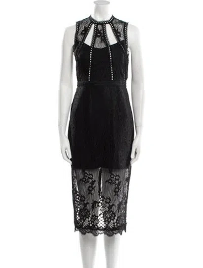 Pre-owned Alexis Lace Midi Length Dress W/ Tags In Black