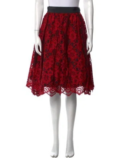 Pre-owned Alexis Lace Midi Length Skirt In Red