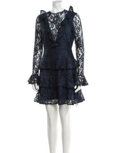 Pre-owned Alexis Lace Mini Dress In Blue