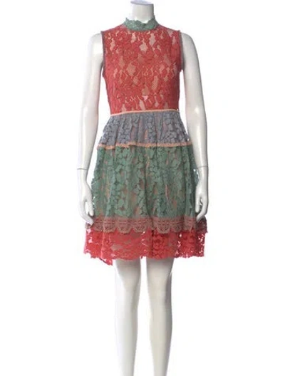 Pre-owned Alexis Lace Mini Dress In Red