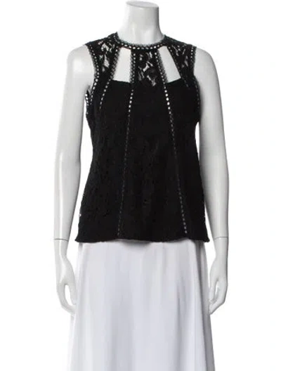Pre-owned Alexis Lace Pattern Asymmetrical Top In Black