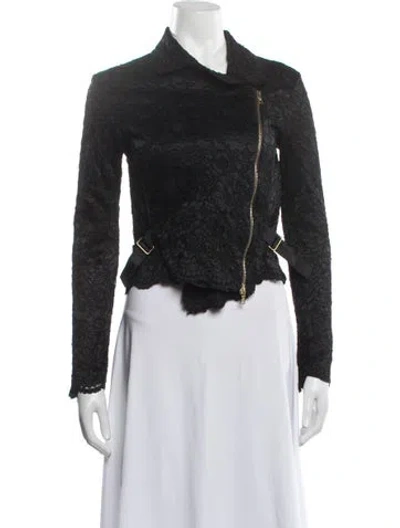 Pre-owned Alexis Lace Pattern Biker Jacket In Black