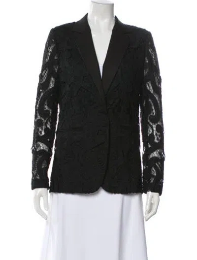 Pre-owned Alexis Lace Pattern Blazer In Black