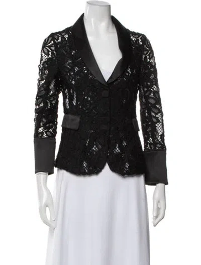 Pre-owned Alexis Lace Pattern Blazer In Black