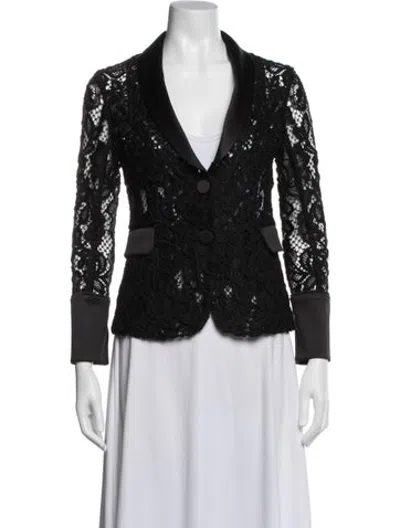 Pre-owned Alexis Lace Pattern Blazer W/ Tags In Black