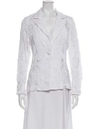 Pre-owned Alexis Lace Pattern Blazer In White