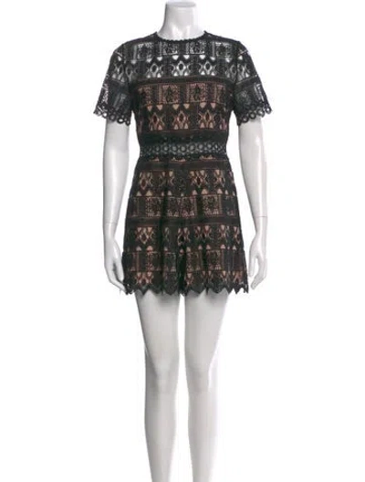 Pre-owned Alexis Lace Pattern Crew Neck Romper