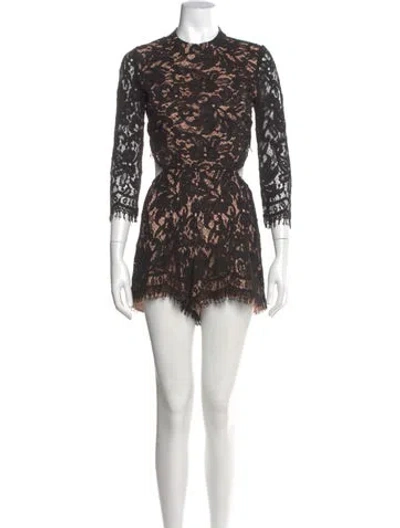 Pre-owned Alexis Lace Pattern Crew Neck Romper