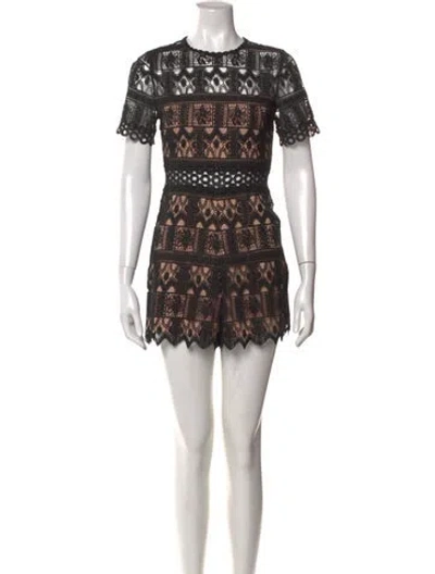 Pre-owned Alexis Lace Pattern Crew Neck Romper