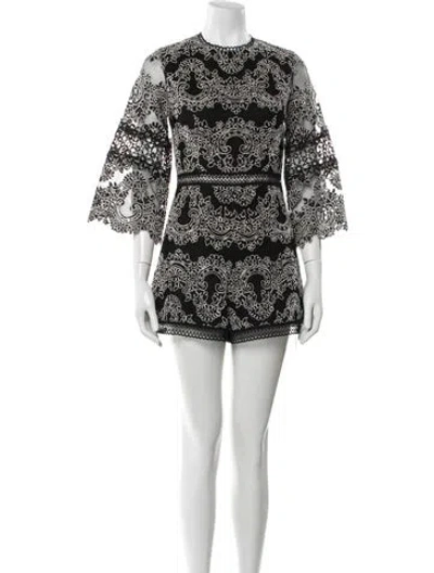 Pre-owned Alexis Lace Pattern Crew Neck Romper In Multi