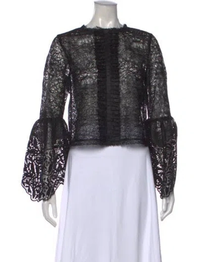 Pre-owned Alexis Lace Pattern Crew Neck Top In Black