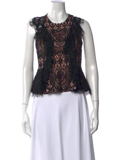 Pre-owned Alexis Lace Pattern Crew Neck Top In Black