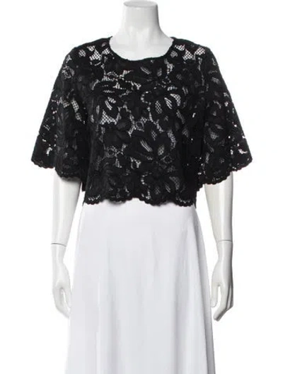 Pre-owned Alexis Lace Pattern Crew Neck Top In Black