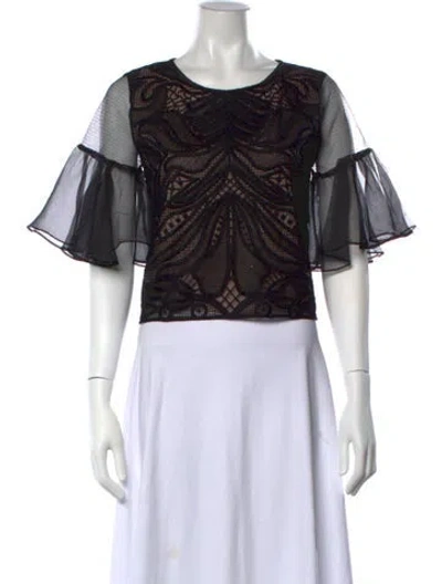 Pre-owned Alexis Lace Pattern Crew Neck Top In Black