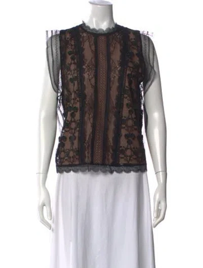 Pre-owned Alexis Lace Pattern Crew Neck Top In Black