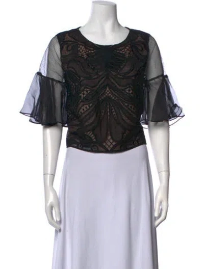 Pre-owned Alexis Lace Pattern Crew Neck Top In Black