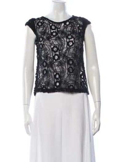 Pre-owned Alexis Lace Pattern Crew Neck Top In Neutral