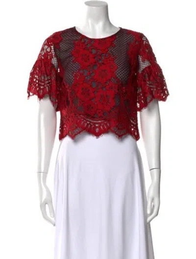 Pre-owned Alexis Lace Pattern Crew Neck Top In Red