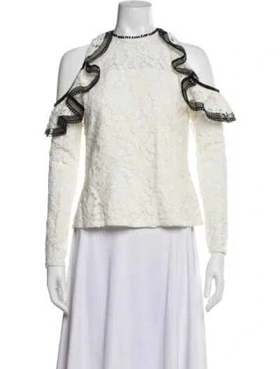 Pre-owned Alexis Lace Pattern Crew Neck Top W/ Tags In Neutral