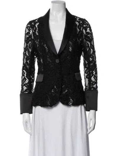 Pre-owned Alexis Lace Pattern Evening Jacket In Black