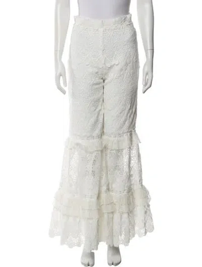 Pre-owned Alexis Lace Pattern Flared Pants In Neutral