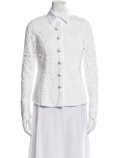 Pre-owned Alexis Lace Pattern Jacket In White
